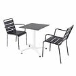 OVIALA - Ensemble table de terrasse stratifié ardoise et 2 fauteuils gris - Opéra - vignette