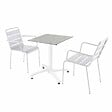 OVIALA - Ensemble table de terrasse stratifié béton et 2 fauteuils blanc - Opéra - vignette