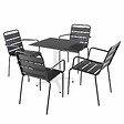 OVIALA - Ensemble table 60 cm noir et 4 chaises en métal gris - Opéra - vignette