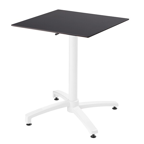 OVIALA - Ensemble table 60 cm noir et 4 chaises en métal gris - Opéra - large