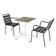 OVIALA - Ensemble table terrasse stratifié marbre beige et 2 fauteuils Gris - Opéra - vignette