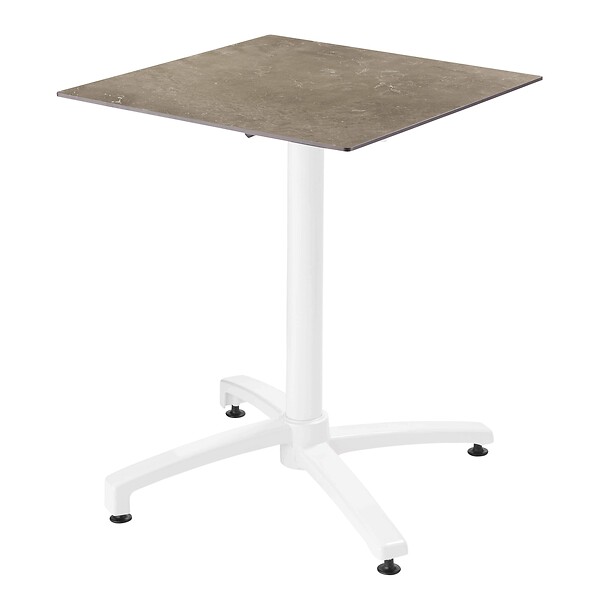 OVIALA - Ensemble table terrasse stratifié marbre beige et 2 fauteuils Gris - Opéra - large