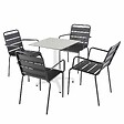 OVIALA - Ensemble table 60 cm terrazzo et 4 chaises en métal gris - Opéra - vignette