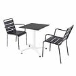 OVIALA - Ensemble table de terrasse noir et 2 fauteuils gris - Opéra - vignette