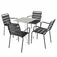 OVIALA - Ensemble table 60 cm béton gris clair et 4 chaises en métal gris - Opéra - vignette