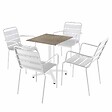 OVIALA - Ensemble table 60 cm marbre beige et 4 chaises en métal blanc - Opéra - vignette