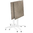 OVIALA - Ensemble table 60 cm marbre beige et 4 chaises en métal blanc - Opéra - vignette