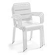 OVIALA - Ensemble table 60 cm marbre beige et 4 chaises en métal blanc - Opéra - vignette