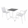 OVIALA - Ensemble table de terrasse ardoise et 2 fauteuils blanc - Opéra - vignette