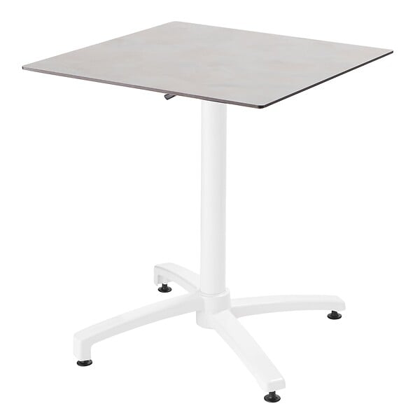 OVIALA - Ensemble table terrasse stratifié béton et 2 fauteuils gris - Opéra - large