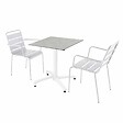 OVIALA - Ensemble table terrasse stratifié béton avec 2 fauteuils blanc - Opéra - vignette