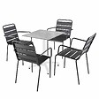 OVIALA - Ensemble table 70 cm marbre et 4 chaises en métal gris - Opéra - vignette