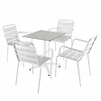 OVIALA - Ensemble table 70 cm gris clair et 4 chaises en métal blanc - Opéra - vignette