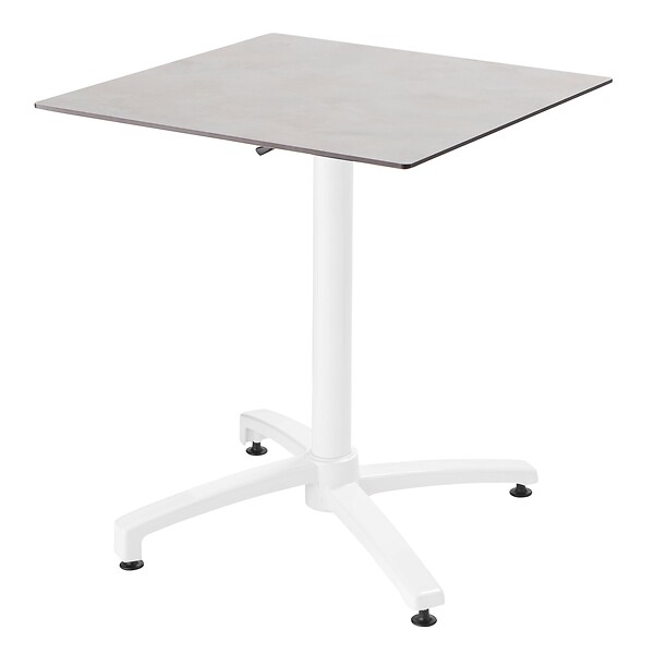 OVIALA - Ensemble table 70 cm gris clair et 4 chaises en métal blanc - Opéra - large