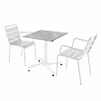 OVIALA - Ensemble table de terrasse stratifié marbre avec 2 fauteuils blanc - Opéra - vignette
