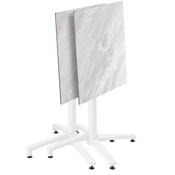 OVIALA - Ensemble table de terrasse stratifié marbre avec 2 fauteuils blanc - Opéra - large