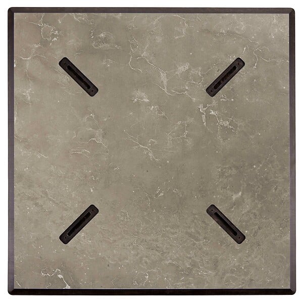 OVIALA - Ensemble table haute stratifié marbre beige et 2 chaises hautes taupe - Opéra - large