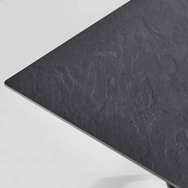 OVIALA - Ensemble table haute stratifié gris et 2 chaises hautes taupe - Opéra - large
