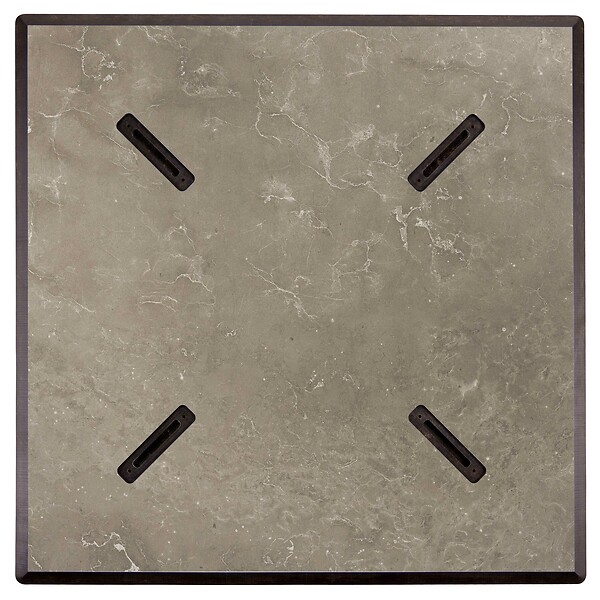 OVIALA - Ensemble table haute stratifié marbre beige et 2 chaises hautes gris - Opéra - large