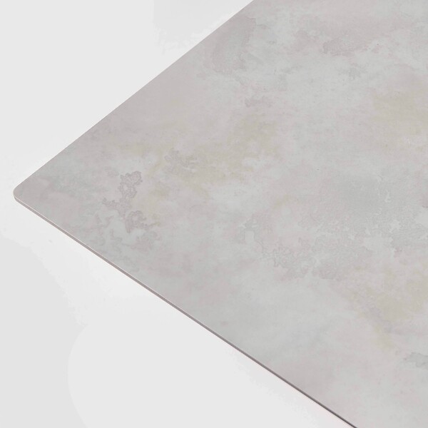 OVIALA - Ensemble table haute stratifié béton gris et 2 chaises hautes gris - Opéra - large