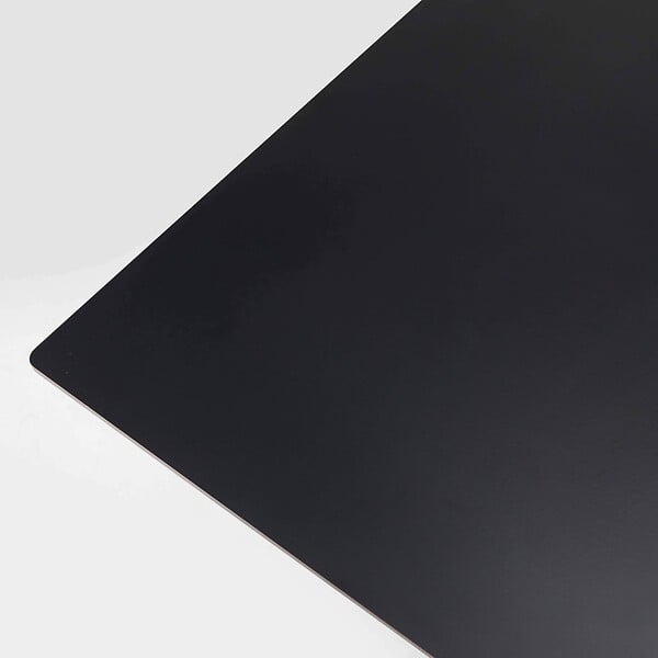 OVIALA - Ensemble table haute stratifié noir et 2 chaises hautes taupe - Opéra - large