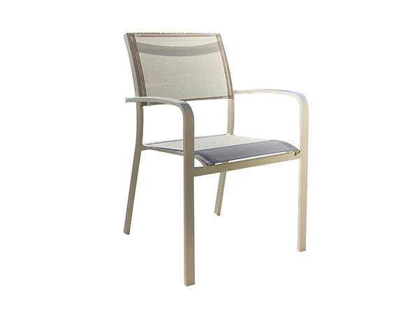 JARDILINE - Ensemble Table de jardin extensible, rectangulaire en aluminium Milos Ivoire avec 10 chaises  - Jardiline - large