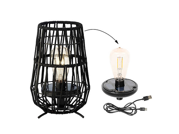 JARDIDECO - Lanterne de jardin solaire décorative noire - Ø 18 x 27,5 cm - Jardideco - large