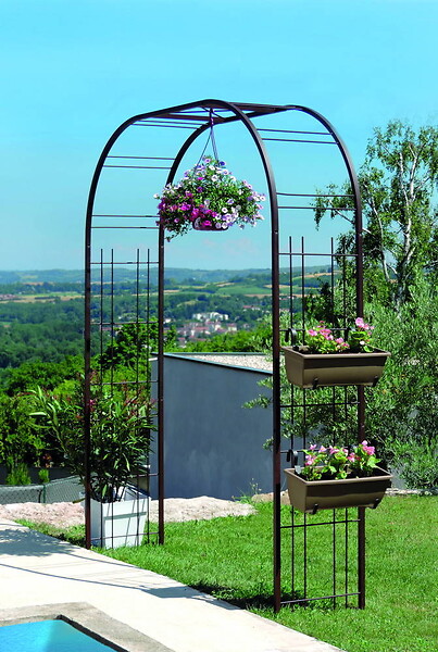 CENTRALE BRICO - Arche premium tube CAR25 treillage fer vieilli - 195x50x250 cm - Acier époxy - large