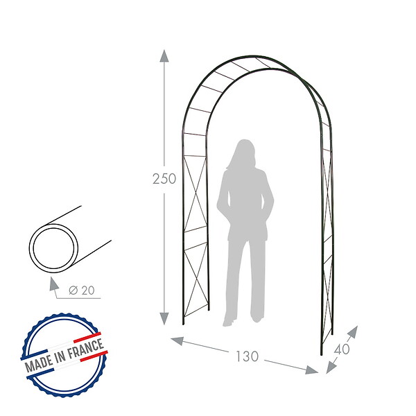CENTRALE BRICO - Arche tube ROND20 losange vert sapin - 130x40x250 cm - Acier époxy - large