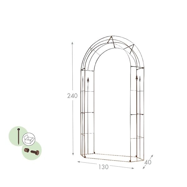 CENTRALE BRICO - Arche Fleur de lys-  130x240x40 cm - rouille - large