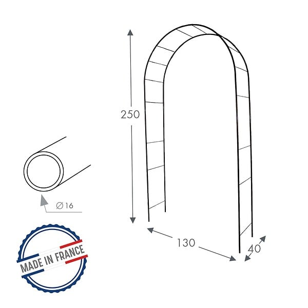 CENTRALE BRICO - Arche "Basics" tube rond 16 mm noir 130x40x250 cm - Acier époxy - large