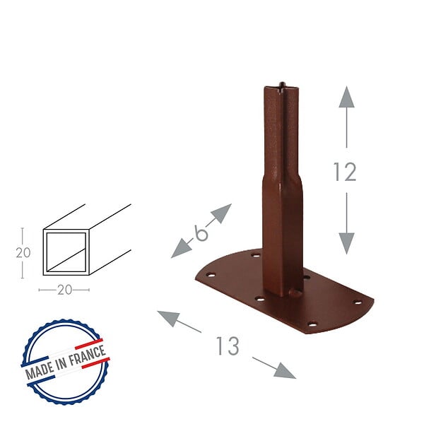 CENTRALE BRICO - Pack 4 pieds tube CAR20 à visser fer vieilli - 13x6x12 cm - Acier époxy - large