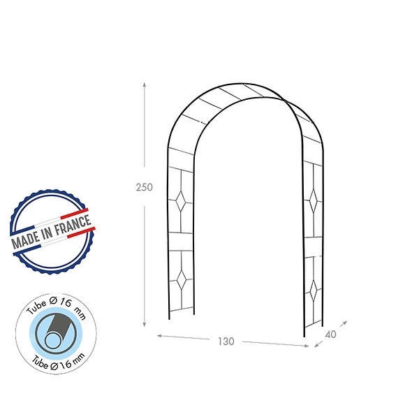 CENTRALE BRICO - Arche Basics tube rond 16 Vitrail - 130x40x250 cm - noir - large