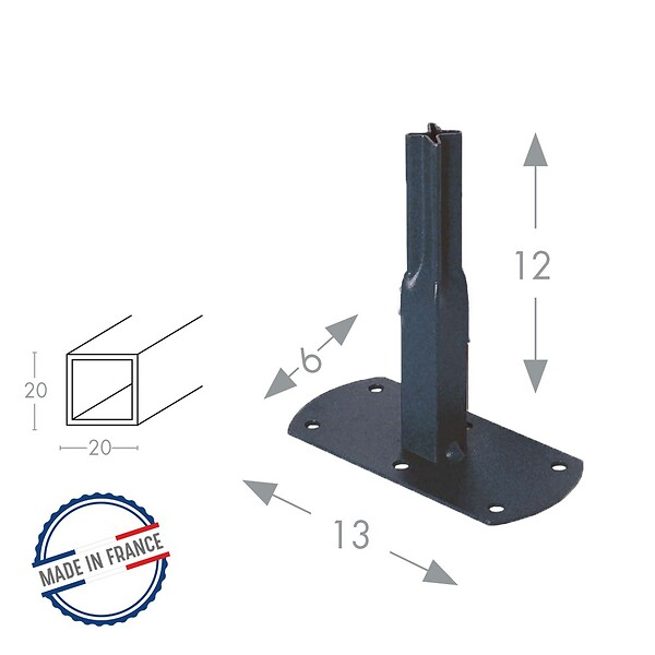 CENTRALE BRICO - Pack 4 pieds tube carré 20 à visser - 13x6x12 cm - anthracite - large