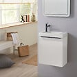 GODART - Pack lave-mains Blanc Mat avec poignée noire et vasque - Robinetterie Eau froide à gauche - L.42.5 X H. 52.5 cm - Hamac 2 - vignette
