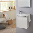 GODART - Pack lave-mains Meuble Blanc Mat avec poignée noire et porte serviette - robinet eau froide à gauche - L.48 X H.52.5 cm - vignette