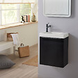 GODART - Pack lave-mains Noir Mat avec poignée noire et lave-mains - Robinetterie Eau froide à gauche - L.42.5 X H. 52.5 cm - Hamac 2 - vignette