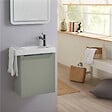 GODART - Meuble lave-mains Vert avec poignée noire et porte serviette - robinet eau froide à droite - L.48 X H. 52.5 cm - Houston 2 - vignette