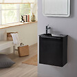 GODART - Pack lave-mains Noir Mat et poignée noire avec lave-mains extra fin noir - Robinet Eau froide à gauche -L.42.5 X H.48.6cm - vignette
