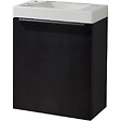 GODART - Meuble Noir mat Solo avec poignée noire et lave-mains pour robinet à gauche - vignette