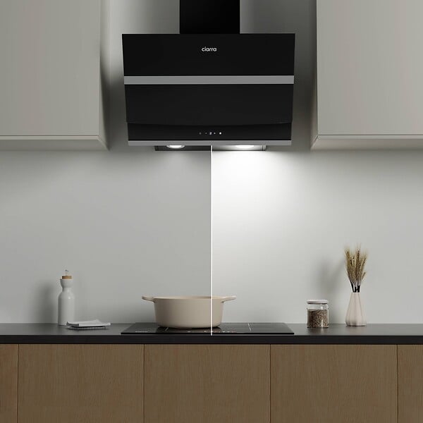 CIARRA - Hotte Murale Inclinée  60cm 650m3/h 4 Vitesses APP+WIFI 736NBK60 - large