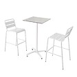 OVIALA - Ensemble table haute stratifié béton gris clair et 2 chaises blanc - Opéra - vignette