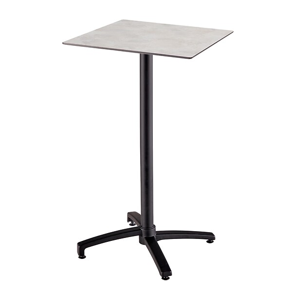 OVIALA - Ensemble table haute stratifié gris foncé et 2 chaises hautes taupe - Opéra - large