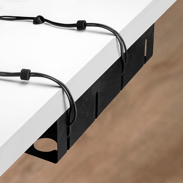 EMUCA - Lot de 2 Chemin de câbles sous le bureau, Longueur 430 mm, Acier, Peint en noir - large
