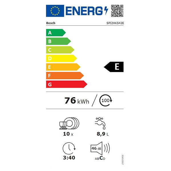 BOSCH - lave-vaisselle 45cm 10 couverts 46db intégrable avec bandeau metallic - SPI2HKS42E - large