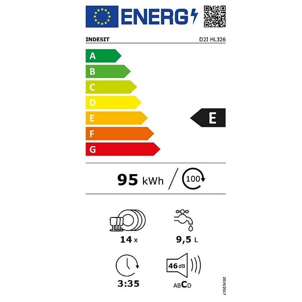 INDESIT - lave-vaisselle 60cm 14 couverts 46db tout intégrable - D2IHL326 - large