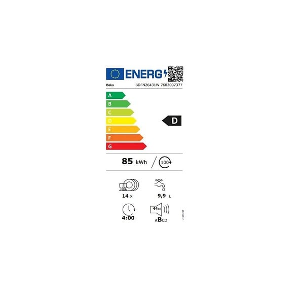 BEKO - lave-vaisselle 60cm 14 couverts 44db - BDFN26431W - large