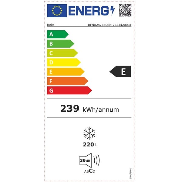 BEKO - congélateur intégrable à glissière 220l - BFNA247E40SN - large
