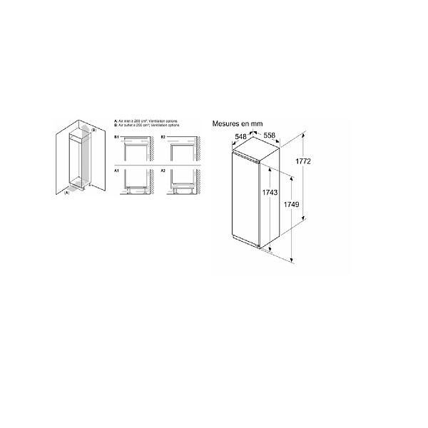 BOSCH - Réfrigérateur 1 Porte Intégrable à Pantographe 310l Blanc - KIR81VFE0 - large