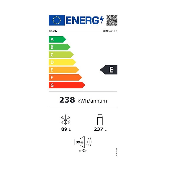 BOSCH - Réfrigérateur Combiné 60cm 324l Nofrost Inox - KGN36VLED - large